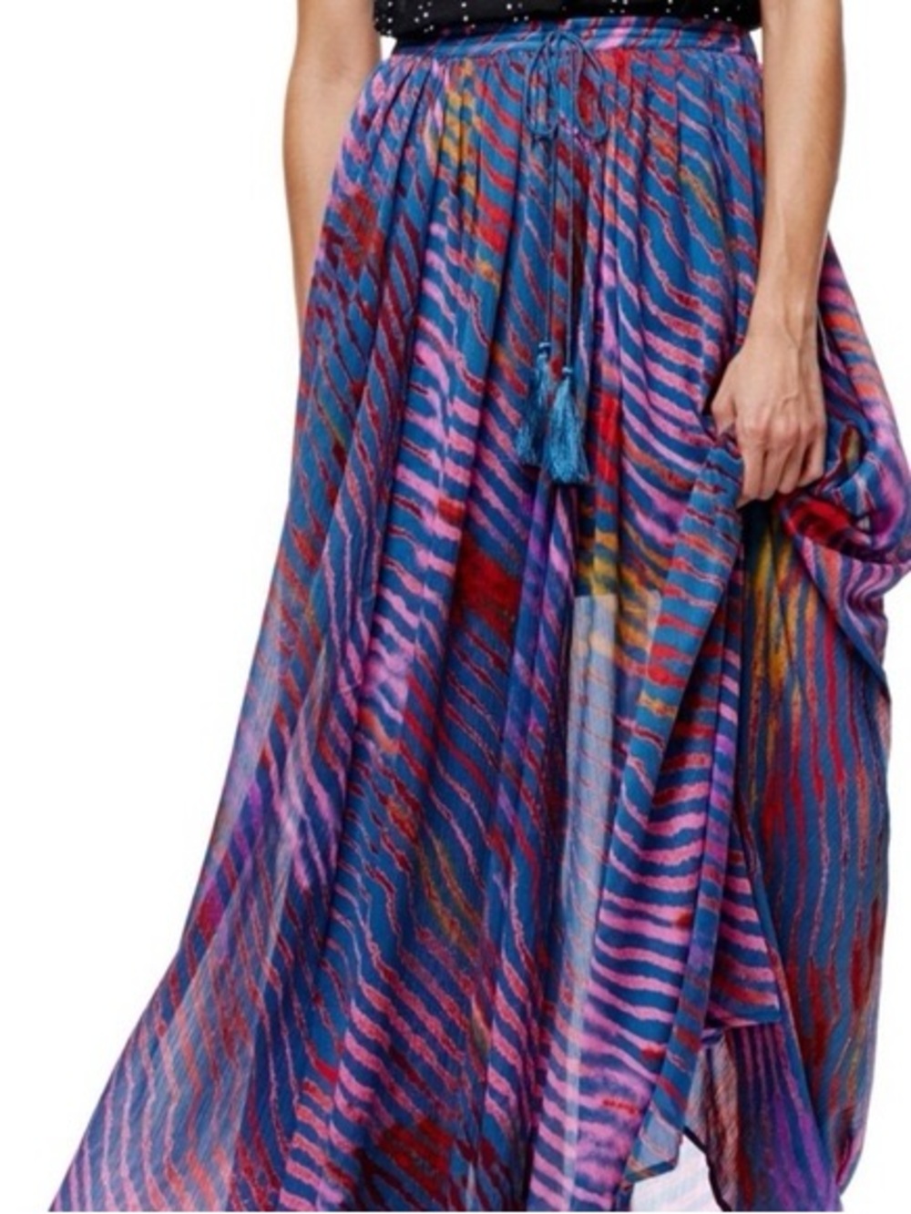 Free People True to You Maxi Skirt in Blue and Pink Zebra Print